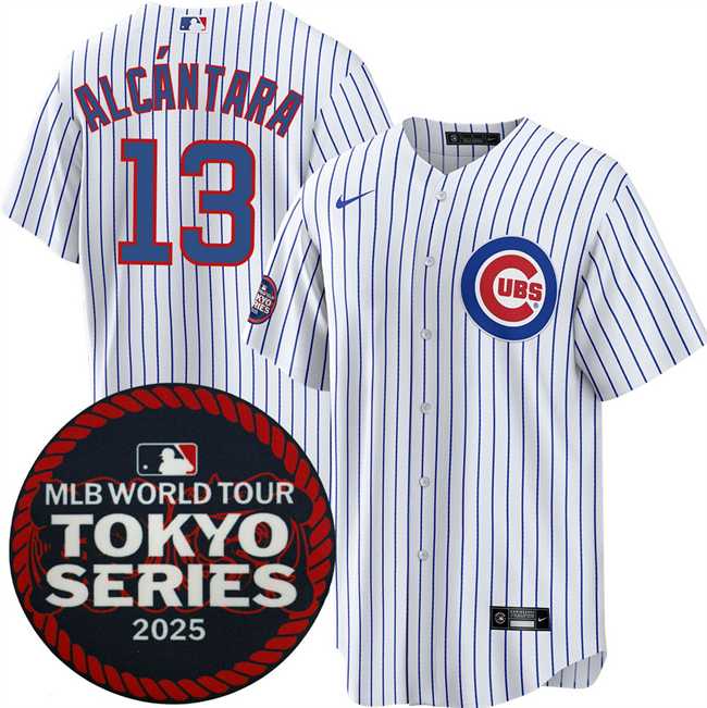 Mens Chicago Cubs #13 Kevin Alcantara White 2025 World Tour Tokyo Series Home Stitched Jersey Dzhi